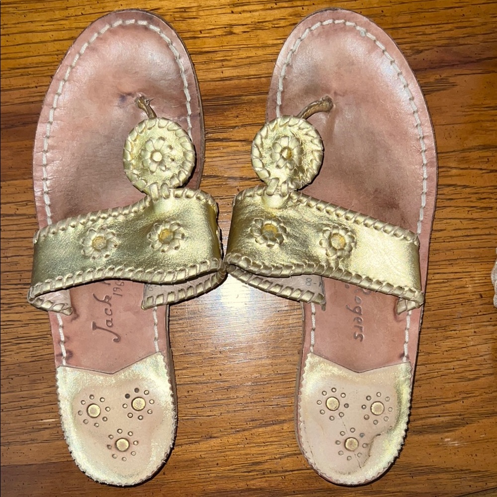Jack Rogers Metallic Gold Thong Sandals
